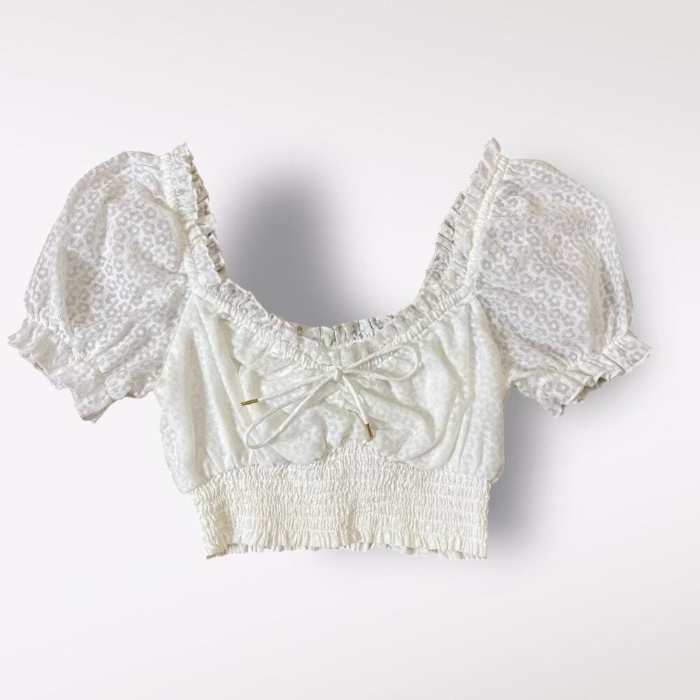 Finders Keepers‎ Eva Top Womens Size Medium White Sheer Floral